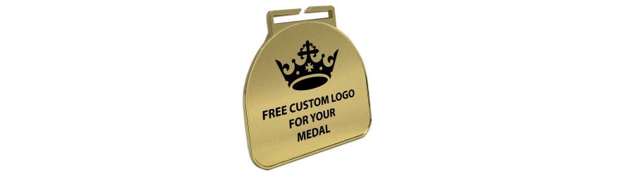 60MM MODERN CURVED BUDGET METAL PRINTED MEDAL - GOLD/ SILVER/ BRONZE/ BLACK/ WHITE